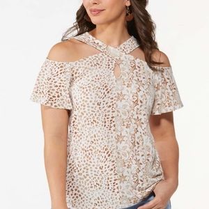 Crossover Cold Shoulder Top, 18/20